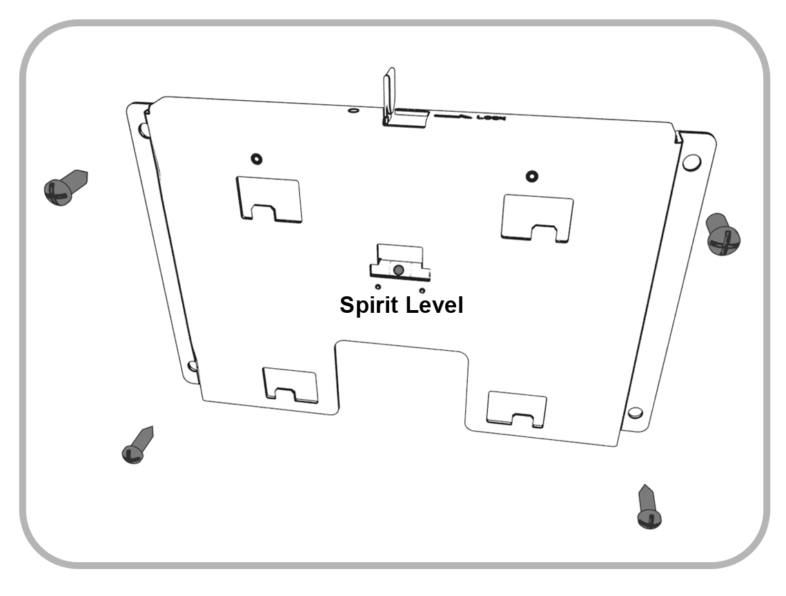This figure shows how to secure the metal wall mount bracket to the wall. This figure shows how to secure the metal wall mount bracket to the wall.