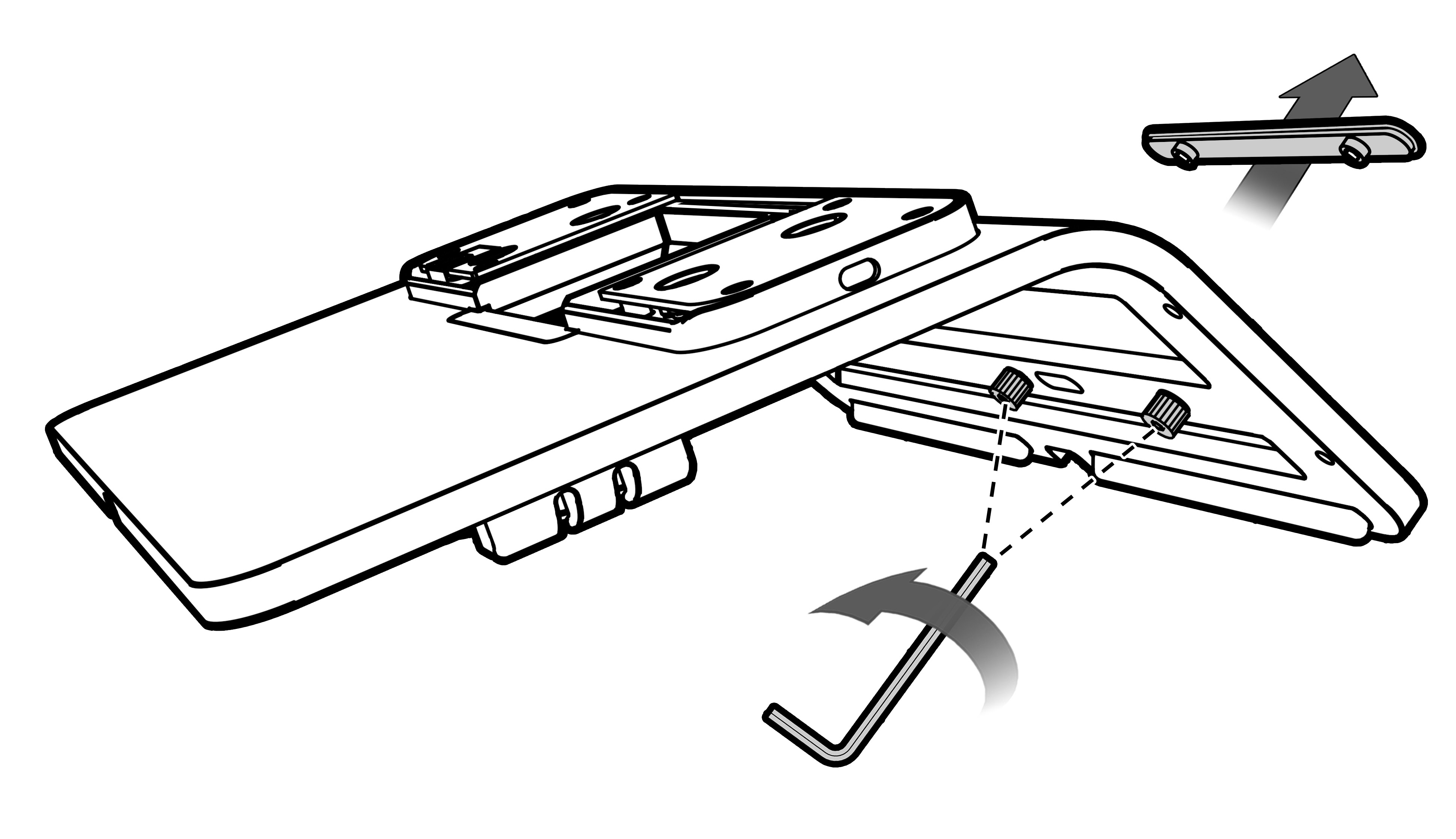 This figure shows removal of the Customer Facing Display mounting point cover from the Low Profile Stand.