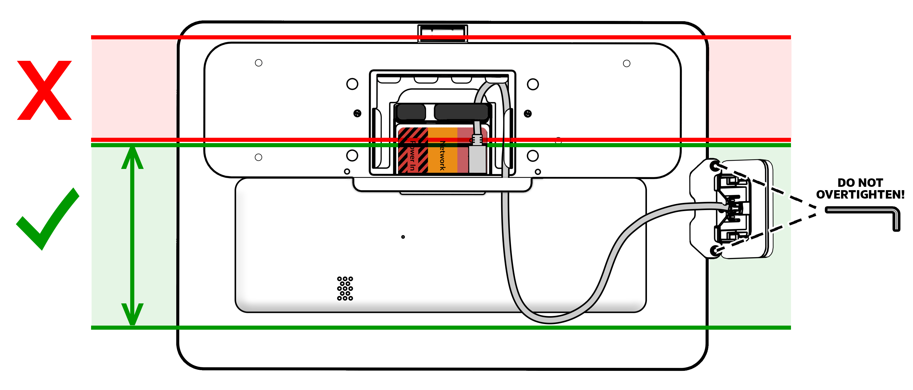 This figure shows the fingerprint reader installed in the safe zone on a Workstation 8 with wall mount.