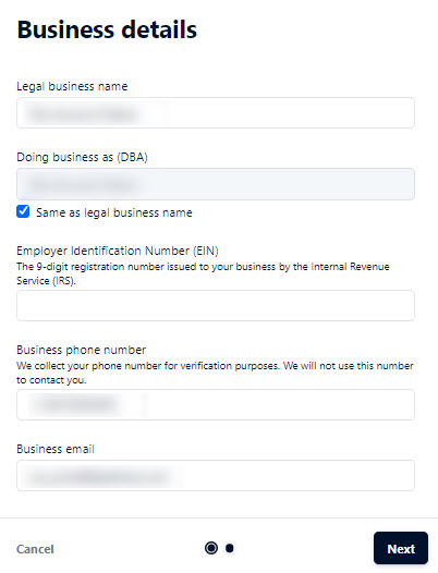 The image shows the area where you add company details