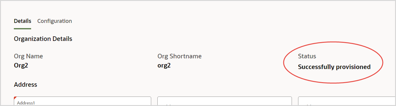 Image shows provisioning status.