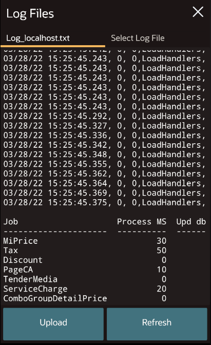 This figure shows the Log files on the POS client for the mobile phone and handheld device UI.
