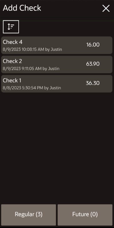 This figure shows the Add Check page that appears on the POS client for the mobile phone and handheld device UI.