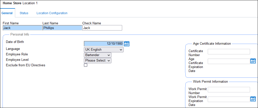 This figure shows the General tab for the Home store selected.