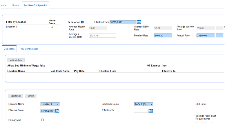 This figure shows the Location Configuration tab.