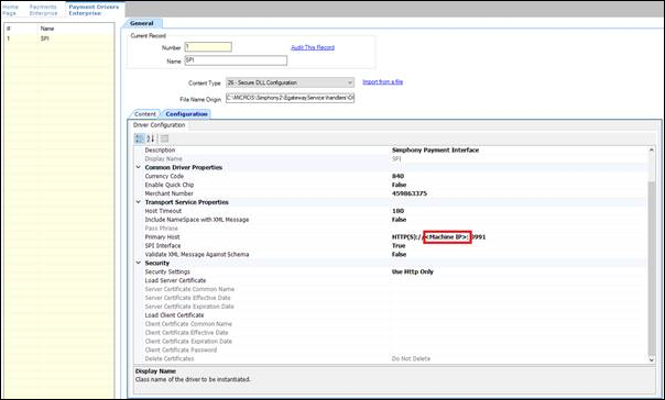 This figure shows the Payment Drivers module with a red rectangle indicating the Primary Host line.