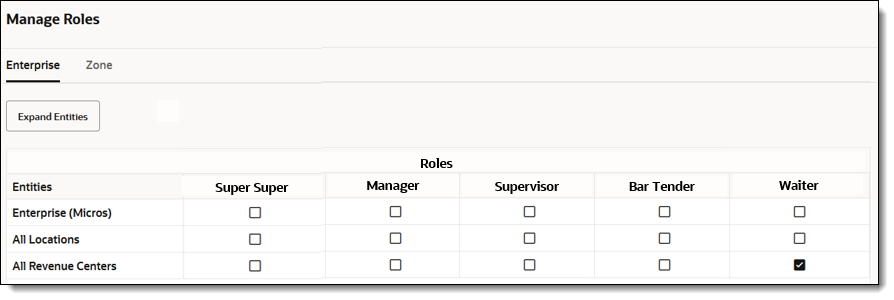 This figure shows the Manage Roles page.