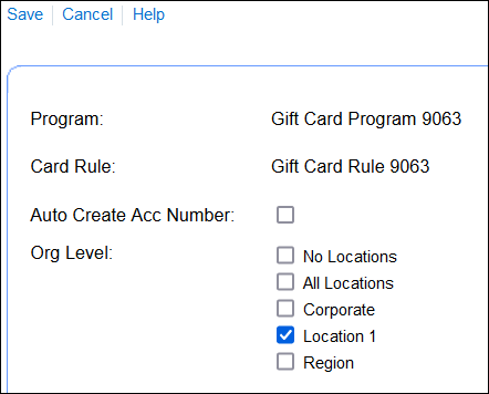 This figure shows the Edit Card Rules page in Simphony Home.