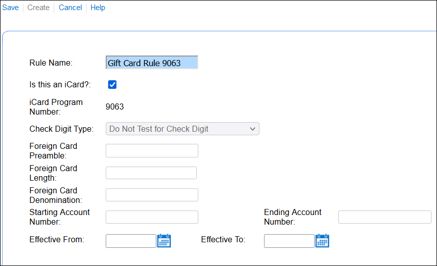 This figure shows the Create Card Rules page in Simphon Home.