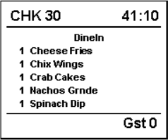 This figure shows a sample image of the chit with table number, order type, and guest count layout.