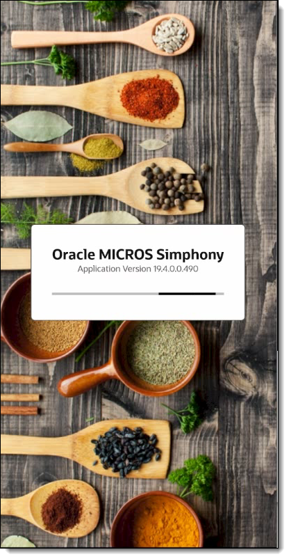 This figure shows the Oracle MICROS Simphony launch page.