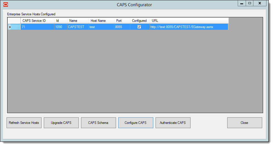 This figure shows the CAPS Configurator Tool.