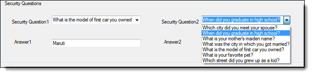 This figure shows the security questions.