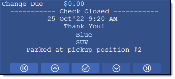 This figure shows a check image from the KDS Display and the navigational toolbar which is provided to toggle a users view of the check.