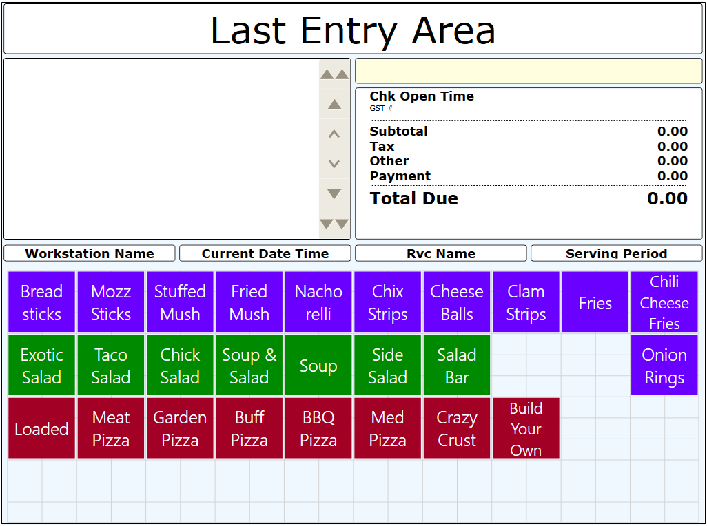 This figure shows a workstation touchscreen without SLUs. The screen has many buttons.