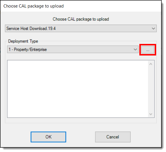 This figure shows the Add Deployment screen for selecting Service Host Download packages for the Property/Enterprise deployment type.