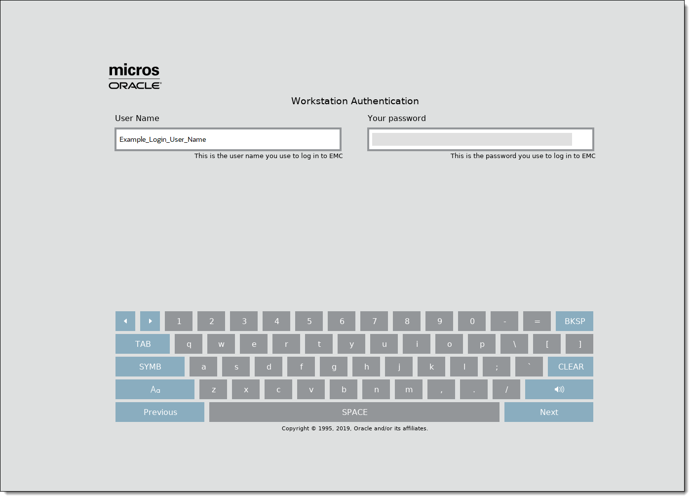 This figure shows the CAL Workstation Authentication screen, where your EMC logon credentials are entered.