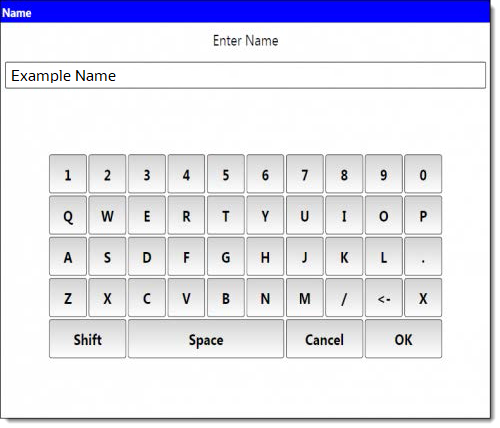 This figure shows the Enter Name window from the POS workstation.