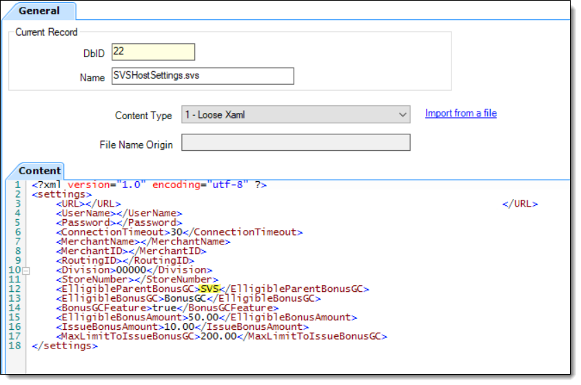 This figure shows the EMC Content module and the SVSHostSettings.svs configuration settings.