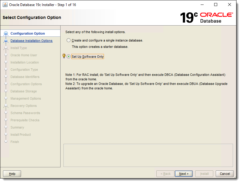 This figure shows the Select Configuration Option window.