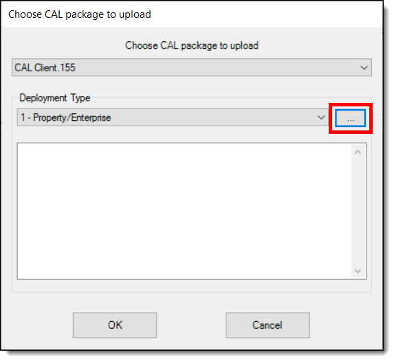 This figure shows the Add Deployment screen for selecting CAL Packages and the deployment type.