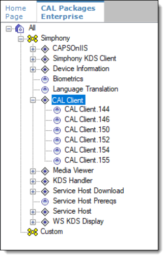 This figure shows the CAL Packages module and the CAL packages tree which is associated with all of the CAL Package deployment schedules.