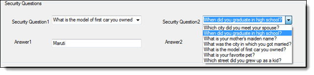 This figure shows the security questions. This figure shows the security questions.