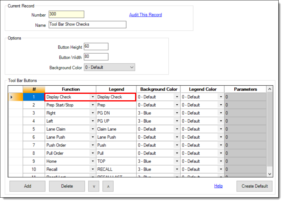 This figure shows the KDS Tool Bars module Display Check function.
