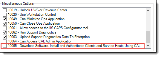 This figure shows the employee roles module, specifically the option to enable certain users to use the CAL functionality.