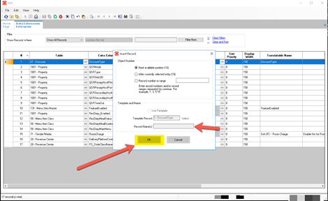 This figure shows the Insert Record dialog.