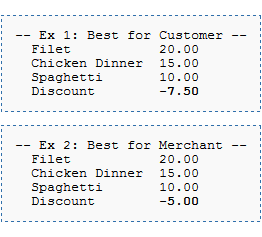 This figure shows examples of the best deals for a merchant and a customer.