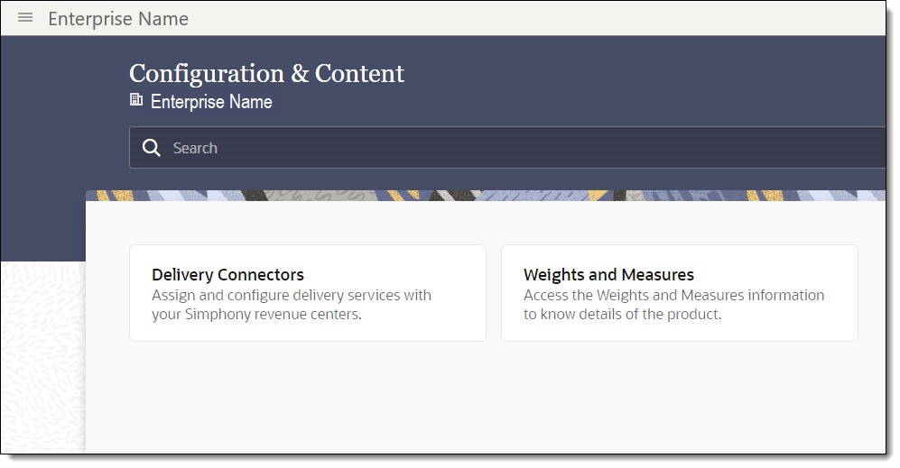 This figure shows the Delivery Connectors Tile within Configuration and Content.