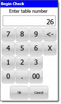 This figure shows the enter table number prompt window on the POS workstation.