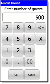 This figure shows the enter number of guests prompt window on the POS workstation.