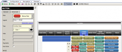 This figure shows a Combo Meal size key in the Page Design module.