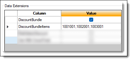 This figure shows the discount bundle data extensions tab.