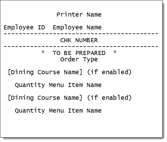 This figure shows an example of a printed ‘TO BE PREPARED’ pre-production order chit.