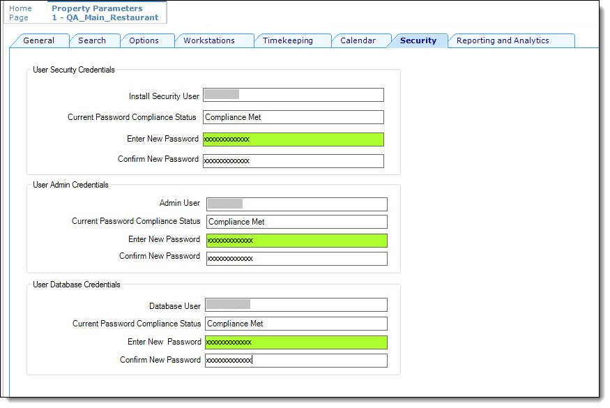 This image displays the Security tab of Property Parameters and the relevant sections required for configuration This image displays the Security tab of Property Parameters and the relevant sections required for configuration