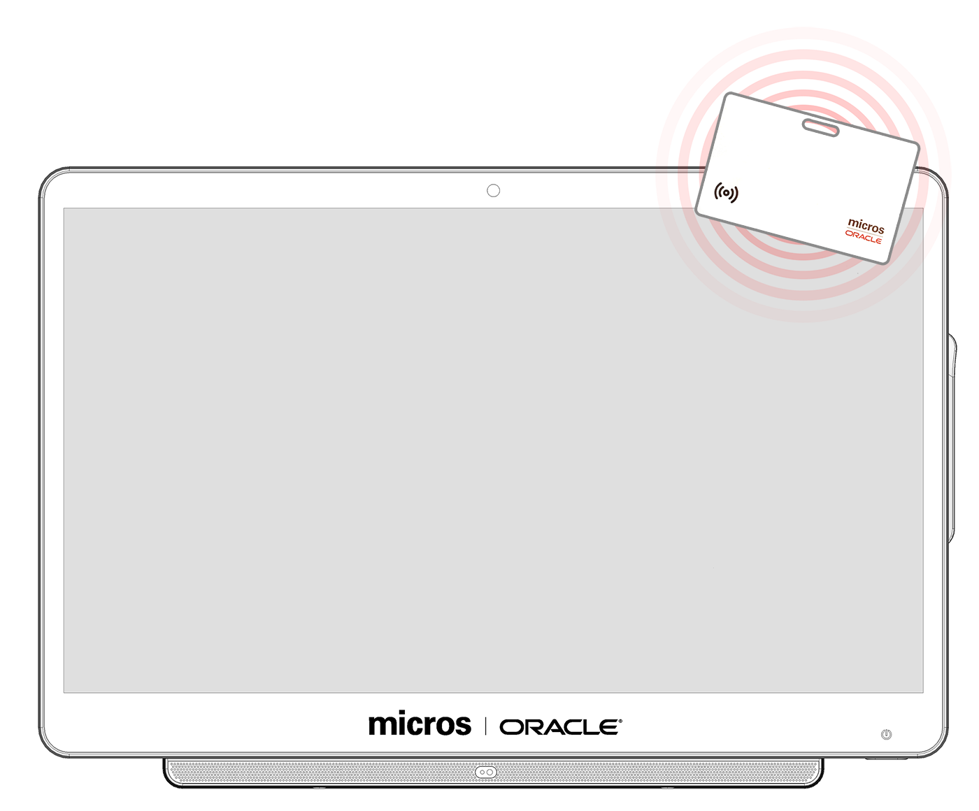 This image displays where to tap an RFID Employee ID card on an RFID compatible workstation.