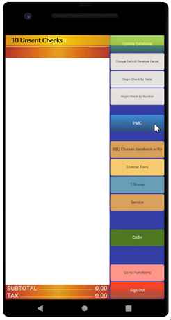 This figure shows the unsent checks banner on the transaction page using the POS client for the mobile UI.