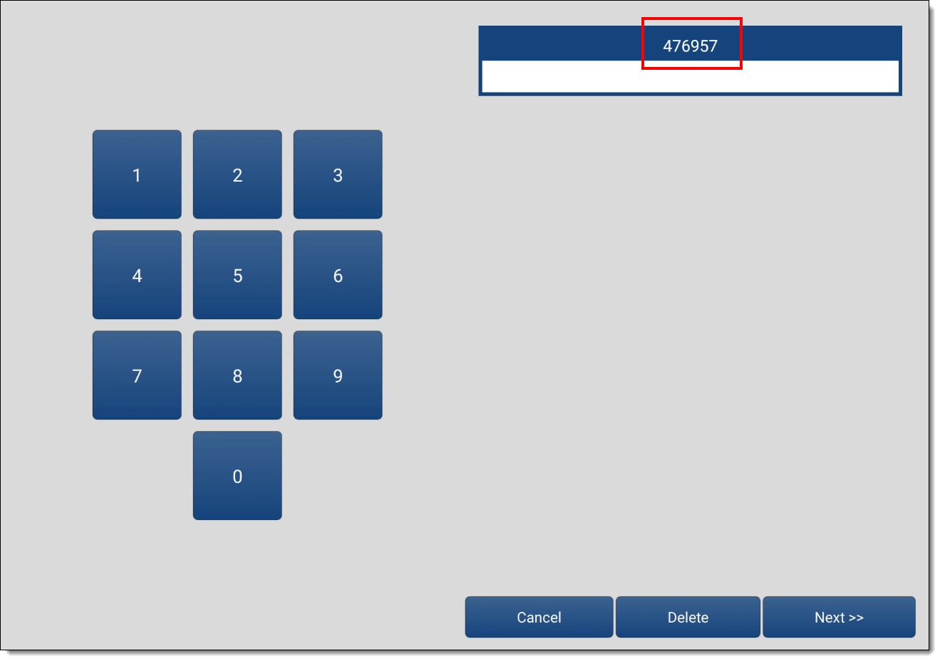 This figure shows the CAL configuration access code screen.