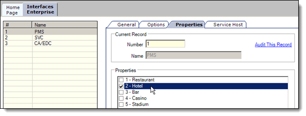 This figure shows the Interface module’s Properties tab.