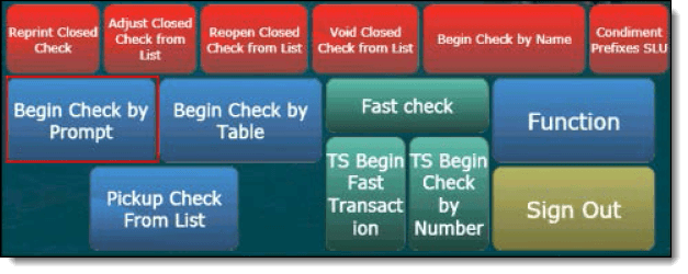 This figure shows the Begin Check By Prompt button on the POS workstation.