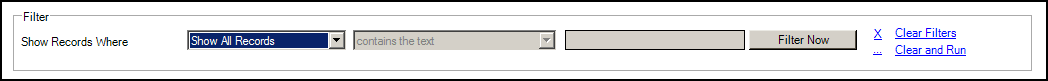 This figure shows an image of the Filter section available in table view. This figure shows an image of the Filter section available in table view.