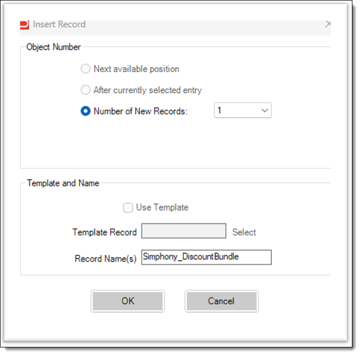 This figure shows the extension application insert record window.