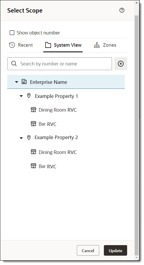 This figure shows the Scope Selector with the default System View expanded.