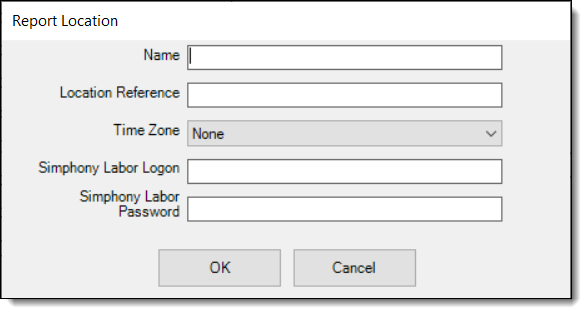This figure shows the Report Location configuration window.