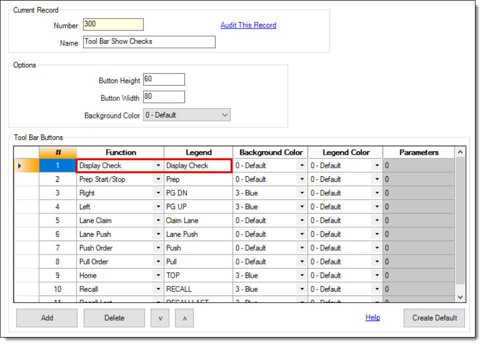 This figure shows the KDS Tool Bars module Display Check function.