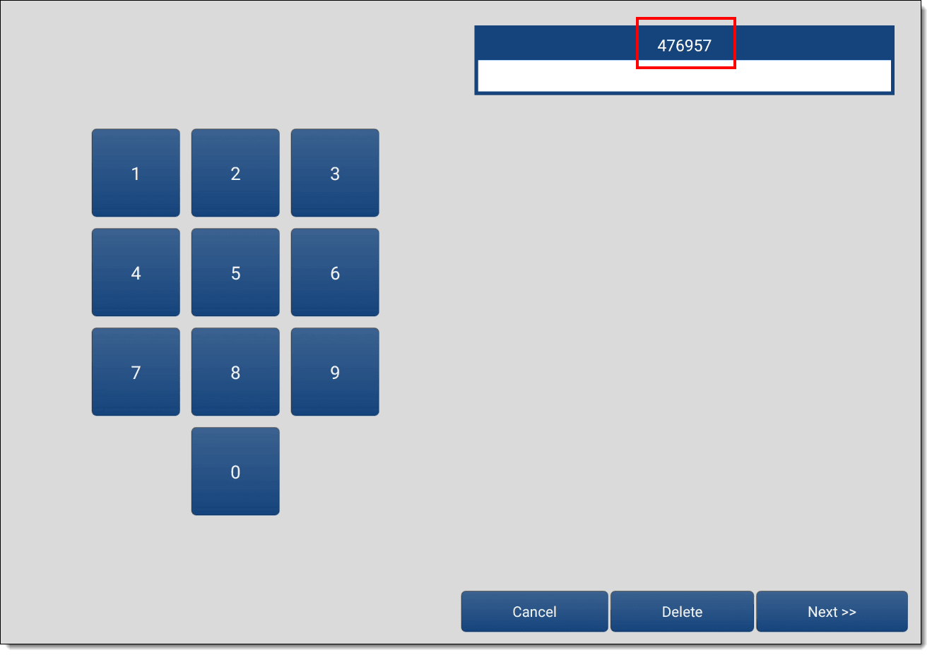 This figure shows the CAL configuration access code screen.