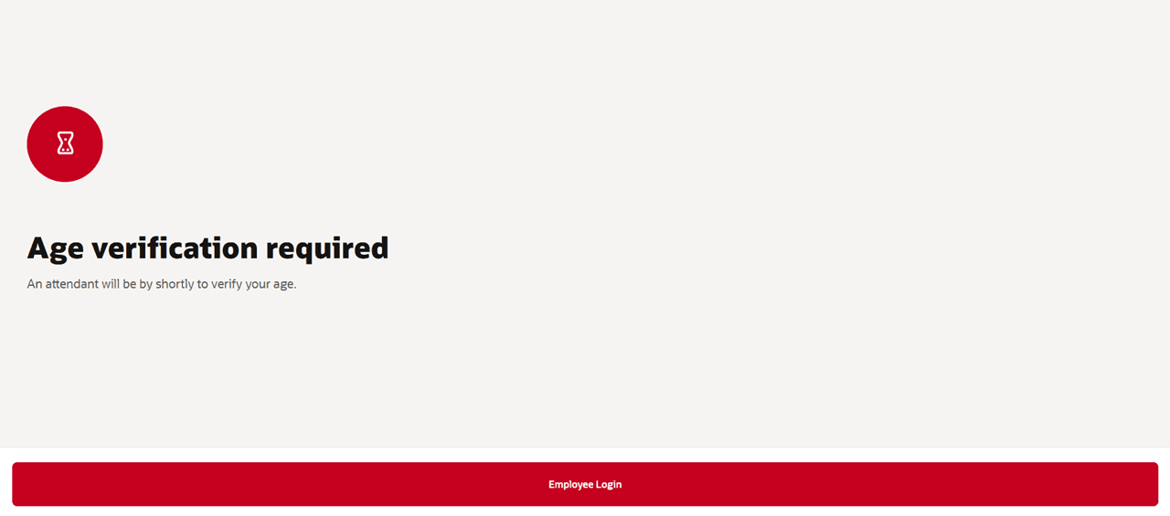 Age verification request screen
